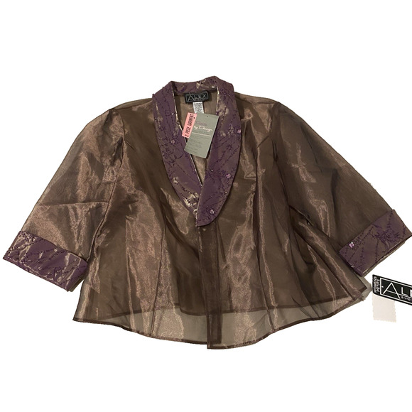 NWT Alex Evenings Maxi Dress Womens Plus Petite 20WP Amber Shimmer Beaded Gown - Picture 9 of 16